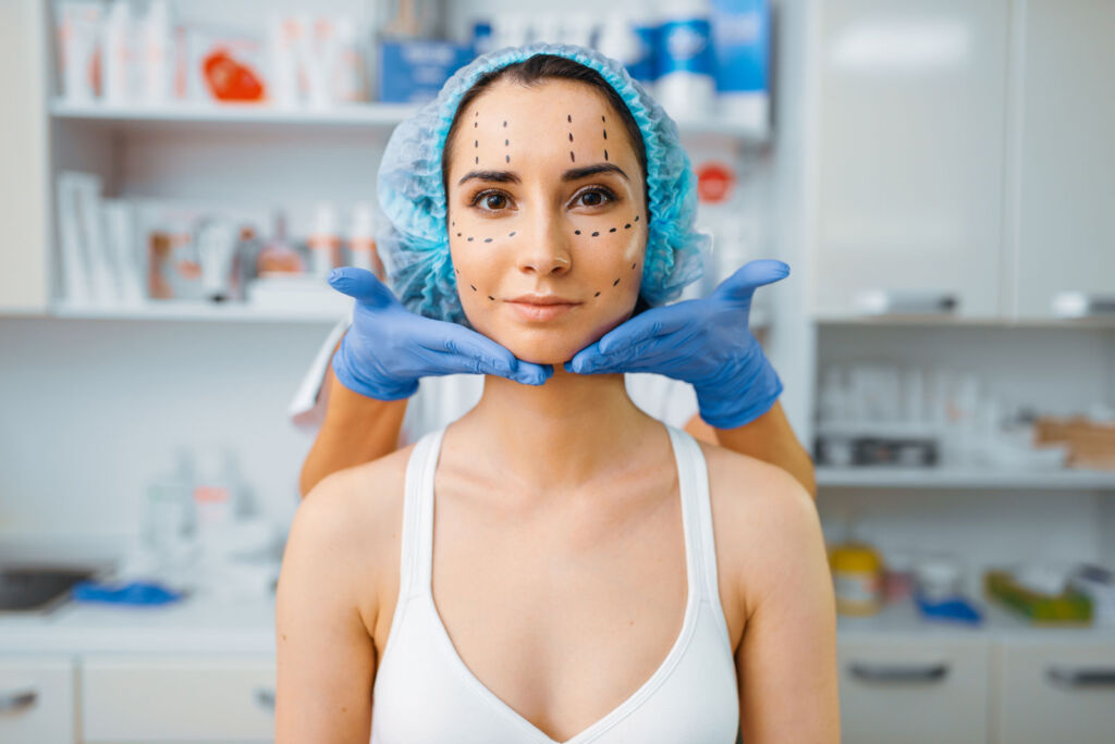 A woman being prepped for a skin treatment