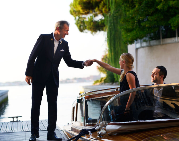 Arriving by private tender at the JW Marriott Venice