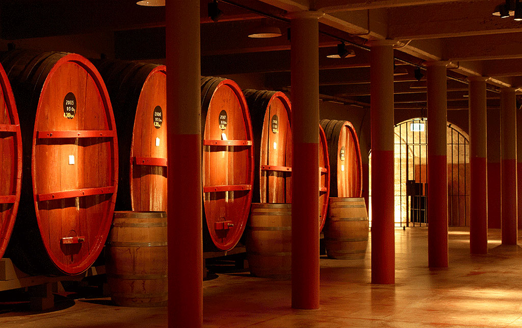 The gigantic barrels in the winemakers cellar