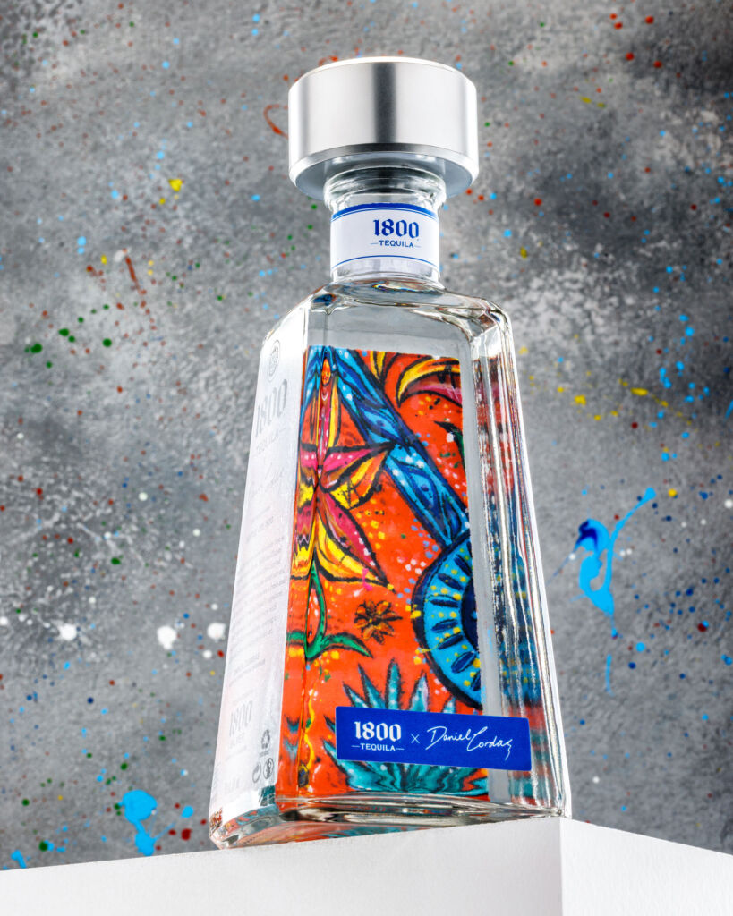 A closeup view of the limited edition bottle of tequila
