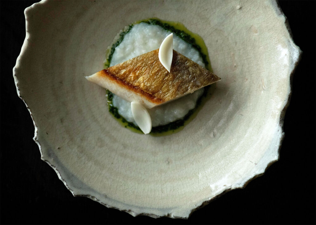 The Pomfret with Lily Bulb Congee dish