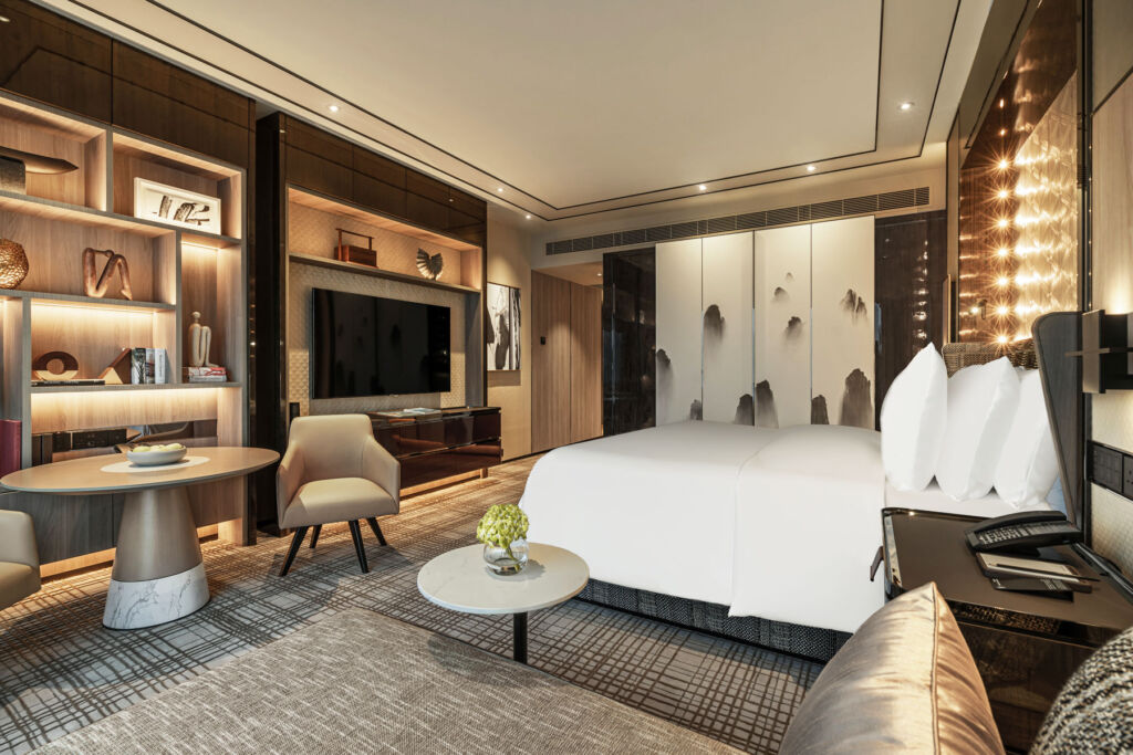 Inside a deluxe Harbour suite at the Four Seasons Hotel in Hong Kong