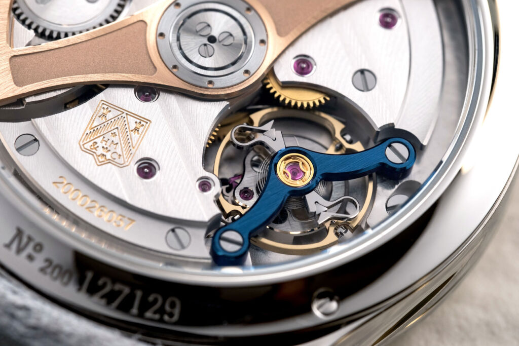 A closeup view of the watch movement