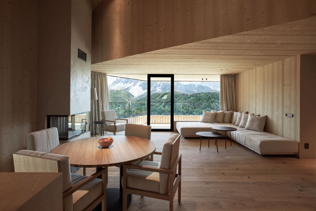 Inside the Penthouse living room at the resort decked out with sustainable materials