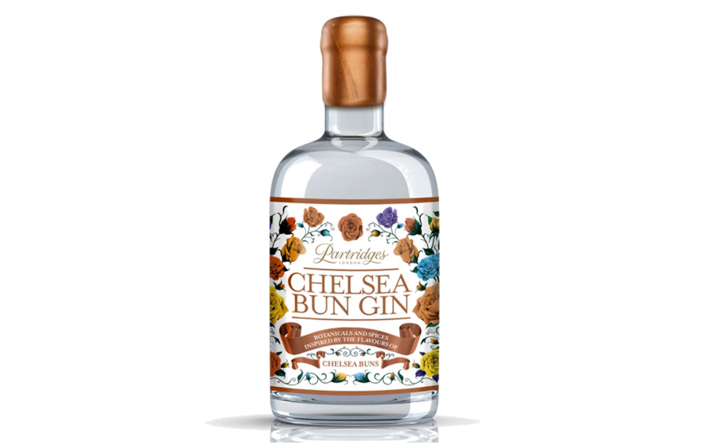 A bottle of Partridges Chelsea Bun Gin