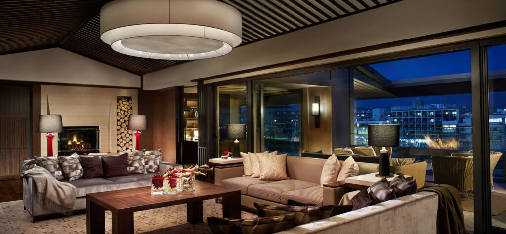 The luxurious living room inside one of the Ritz Carlton suites