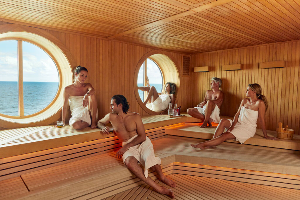 Guests enjoying the large sauna