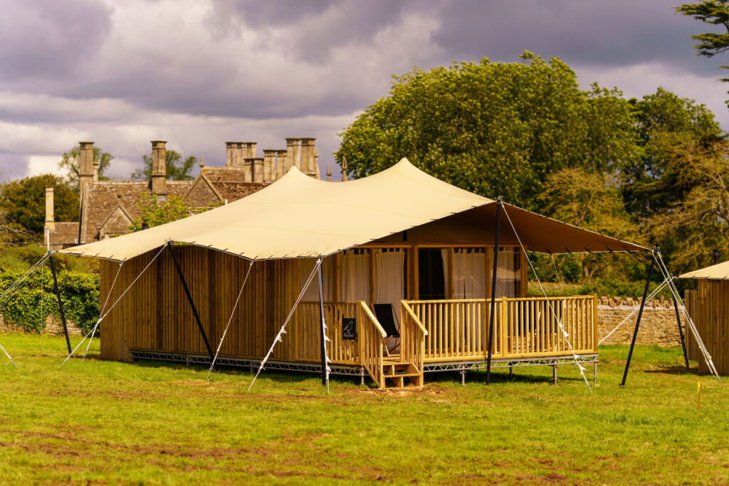 The exterior of the glamping tent