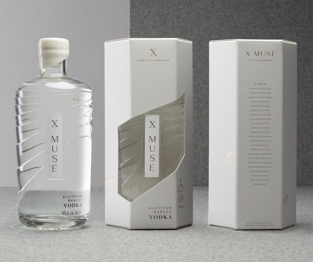 A Bottle of X MUSE Vodka with its packaging
