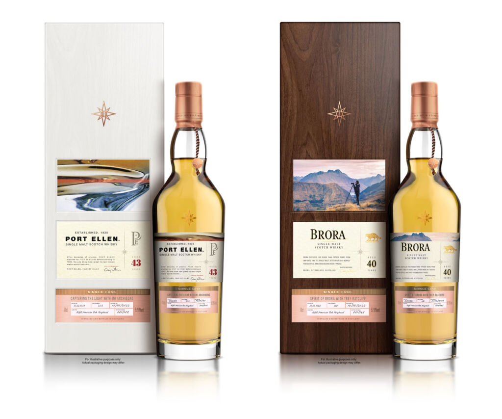 Bottles of Port Ellen Single Malt Scotch Whisky and Brora Single Malt