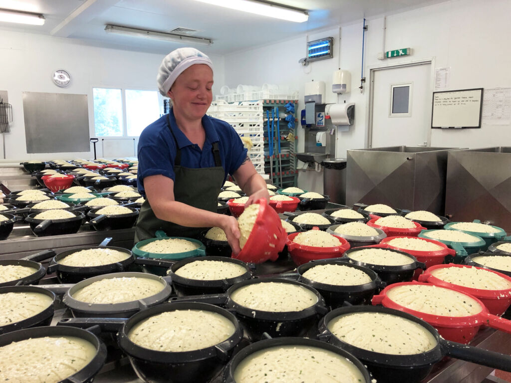 Cheese making at the Sharpham Cheese factory