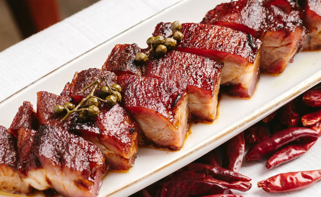 A close up view of the BBQ pork dish