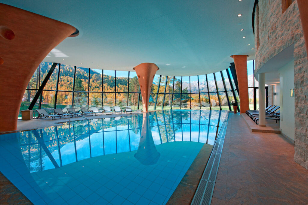 The indoor swimming pool at the luxury hotel