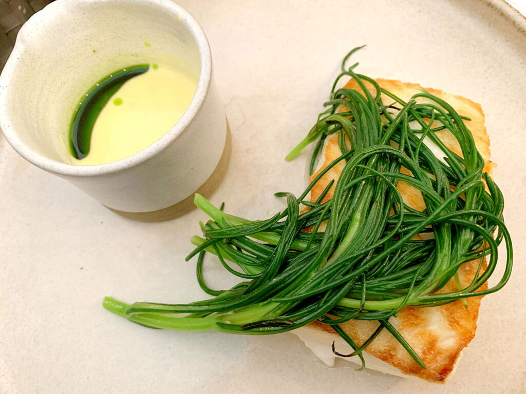 The grilled Hallibut with chive sauce