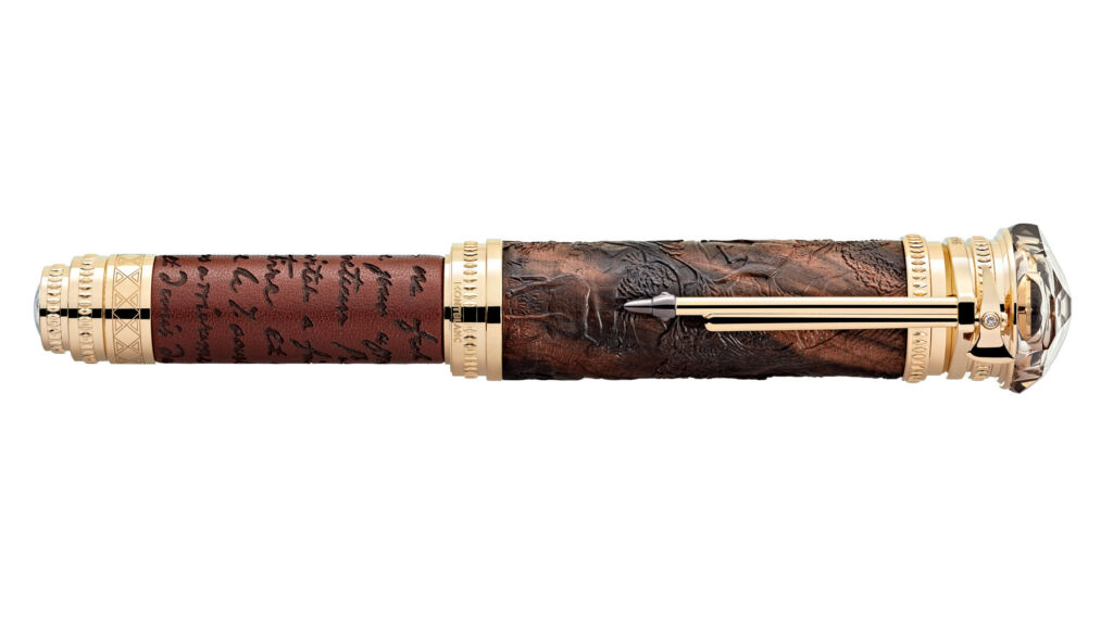 The Montblanc High Artistry The First Ascent of the Mont Blanc Limited Edition 86 pen in a side profile