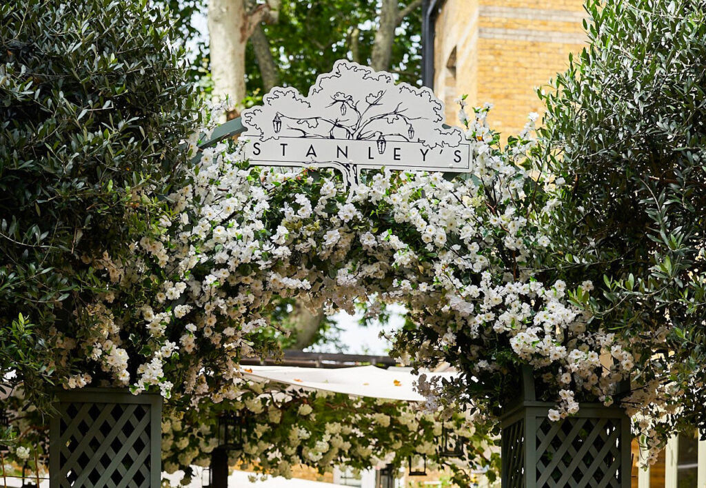 The floral entrance to the restaurant