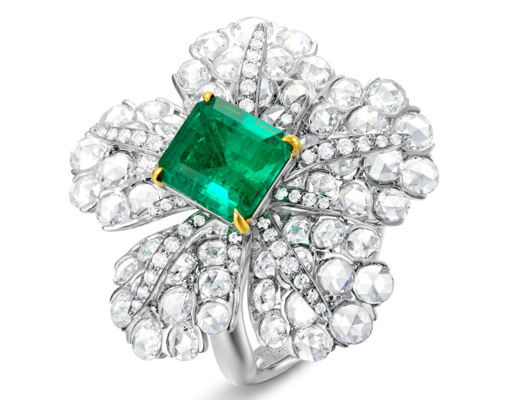 The brand's 2.05-Carat Columbian 'Muzo' Emerald and Diamond 'Floral' Ring