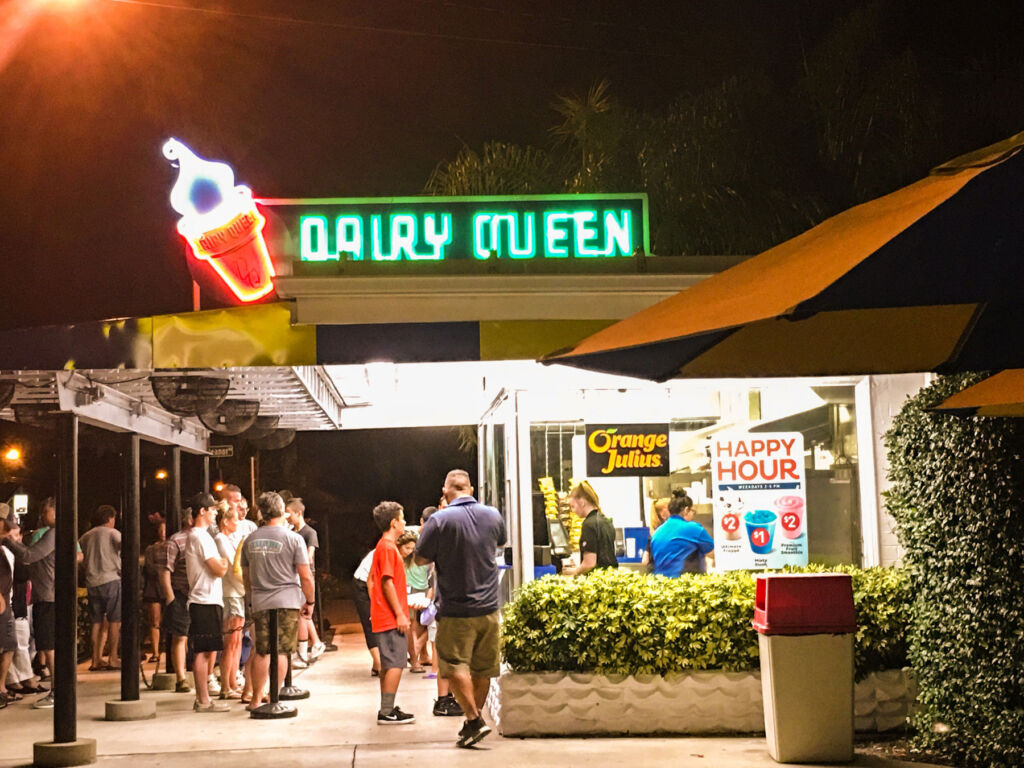 The Dairy Queen outlet at night