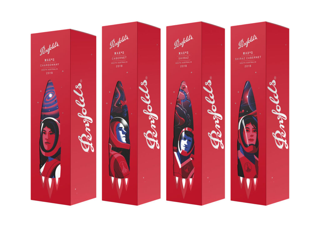 Penfolds space themed red coloured boxes