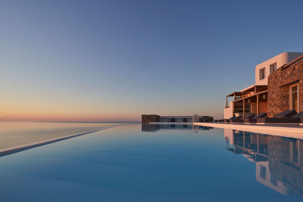 The beautiful infinity pool that looks out over the sea