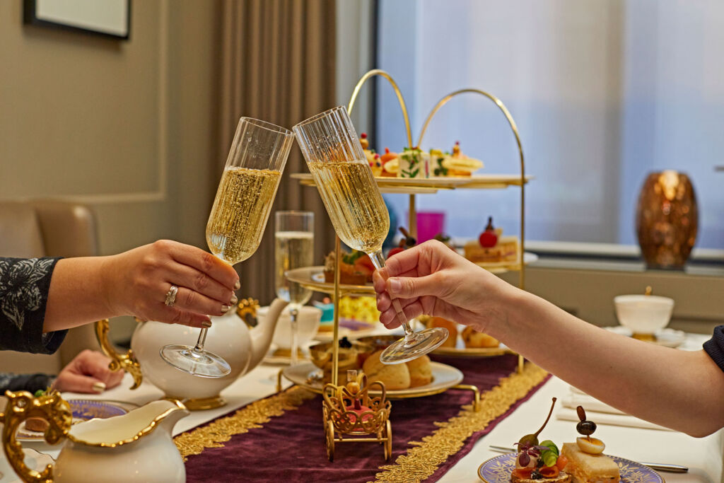 A celebratory glass of champagne with the afternoon tea
