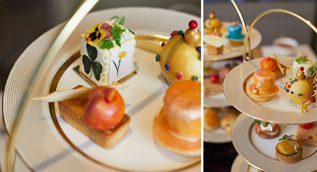 A close up look at the exquisite cakes in the afternoon tea
