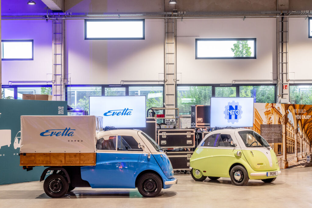 Some of the electric vehicles in a hangar