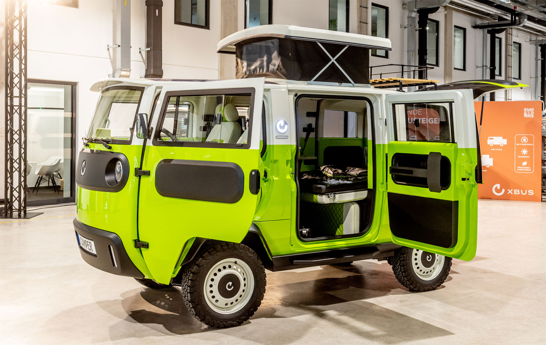 ElectricBrands New XBUS Camper, Evetta And Nito, Small But Perfectly Formed
