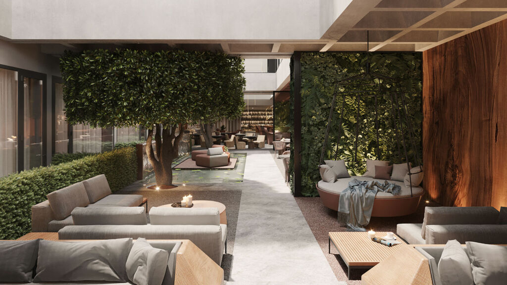 Another of the communal areas, this one with the addition of plants and greenery