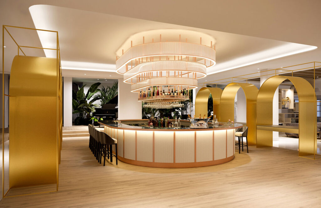 A view of one of the bars with its liberal use of the colour gold