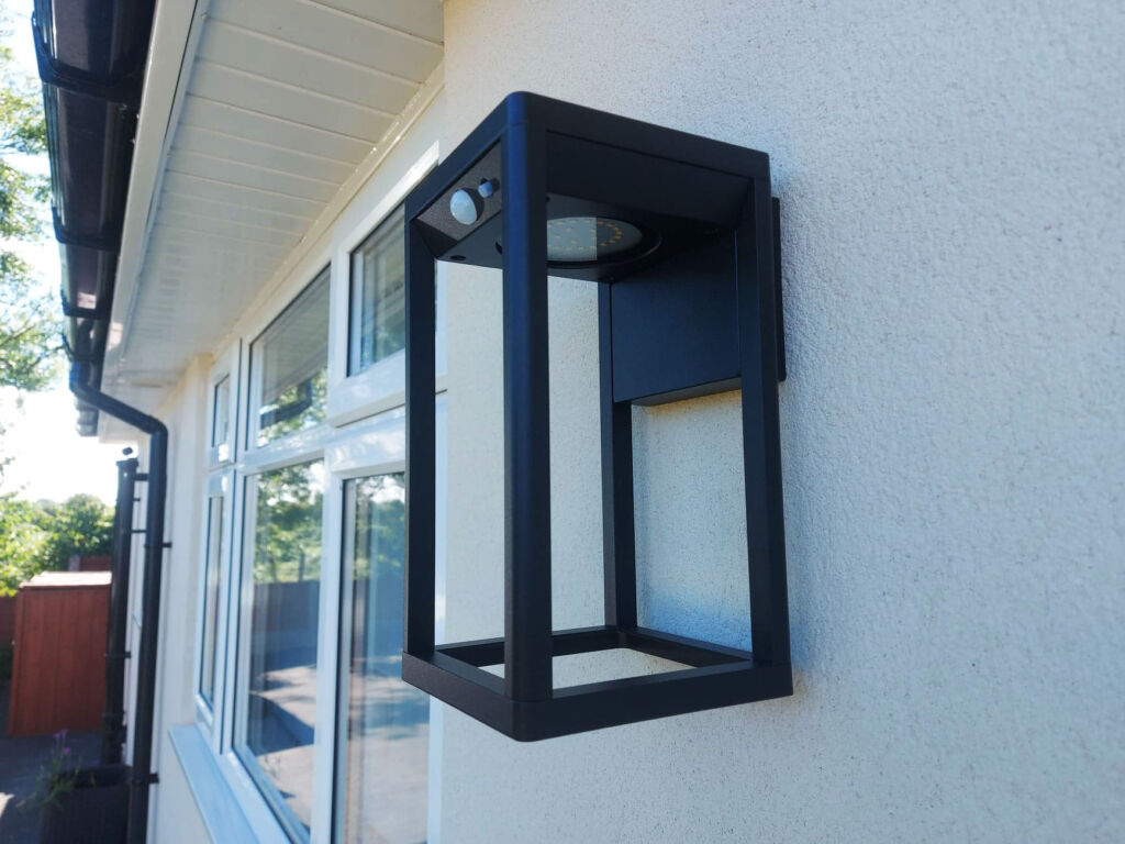 The solar light installed on the exterior wall of the property