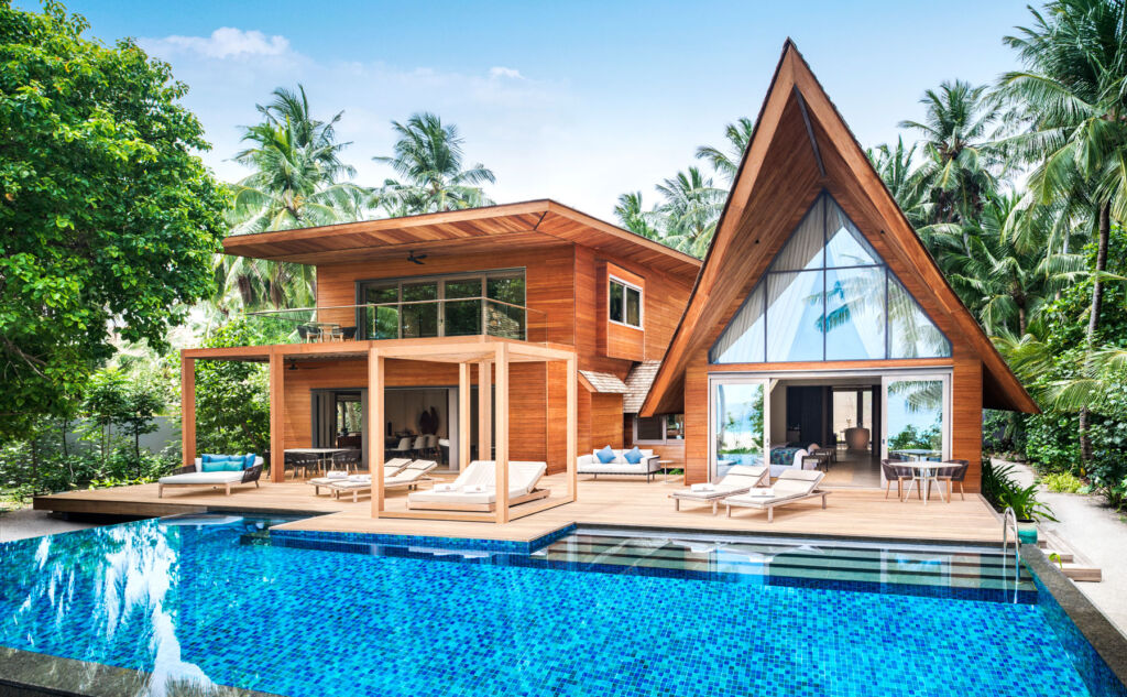The exterior of one of the spectacular beach villas