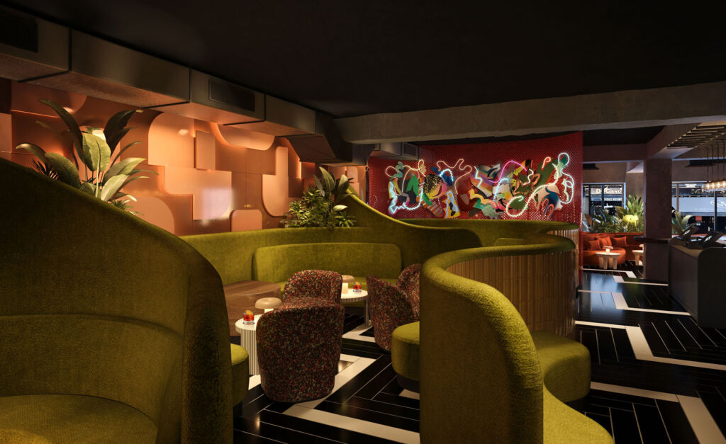A render showing the interior of the Soho restaurant
