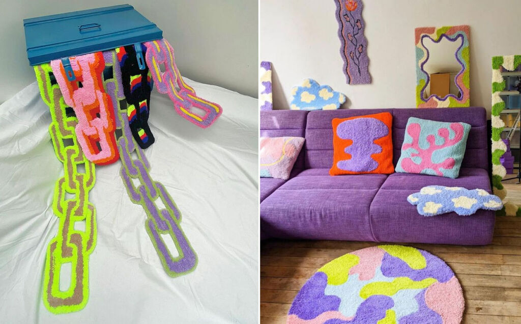 Two excellent examples of tufting, one art based, the other home based