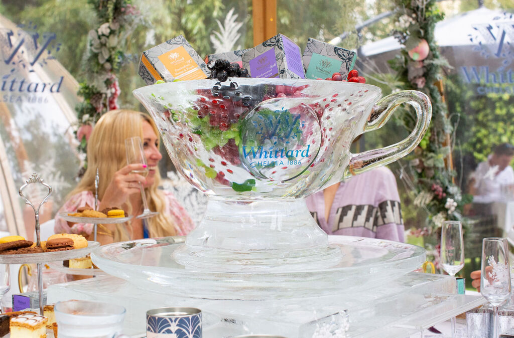 The giant ice cup sculpture at the tea party