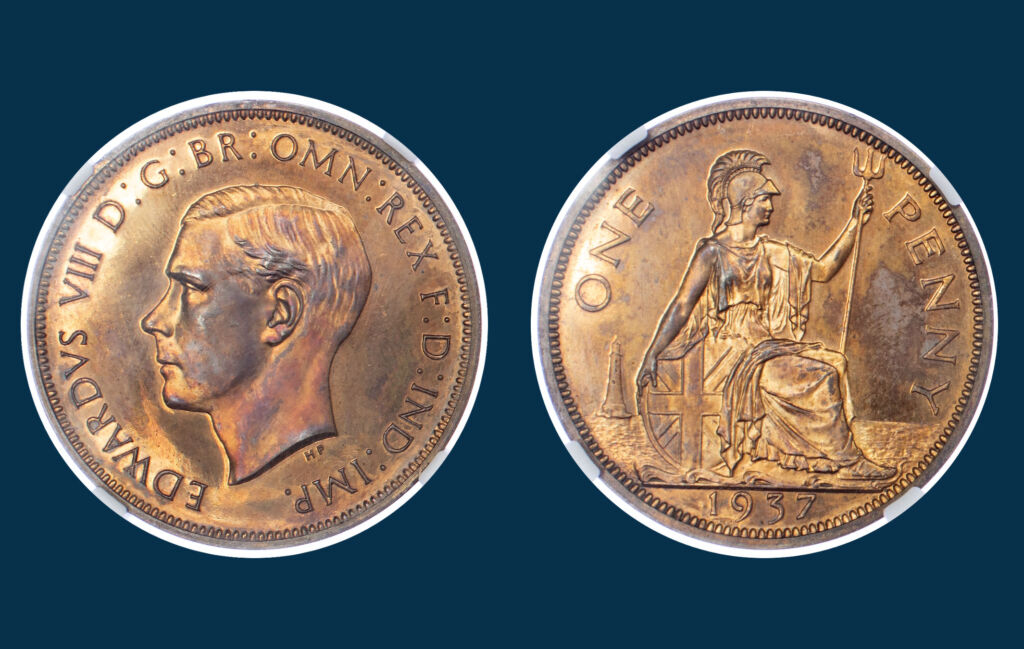 The front and back of the 1937 Edward VIII penny