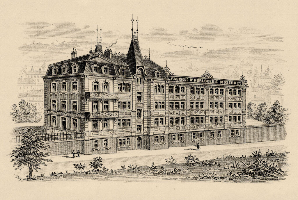 A drawing of the watch company's original factory