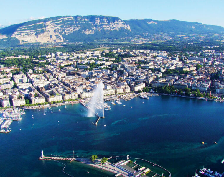 An aerial view of Lake Geneva
