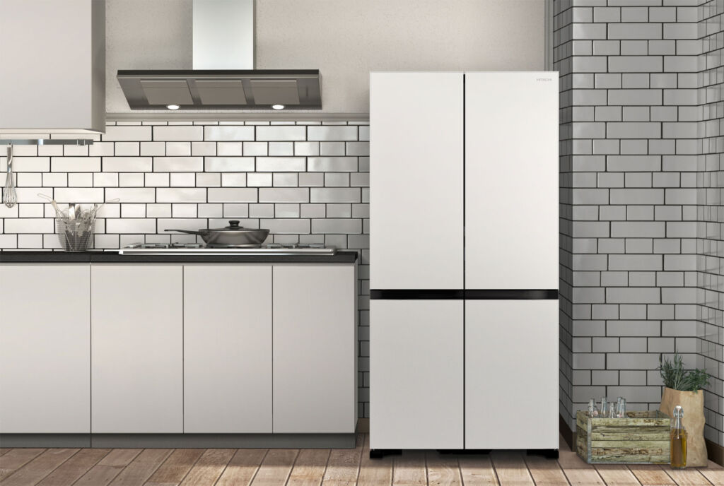 Hitachi R-WB640VGB1X refrigerator in a kitchen