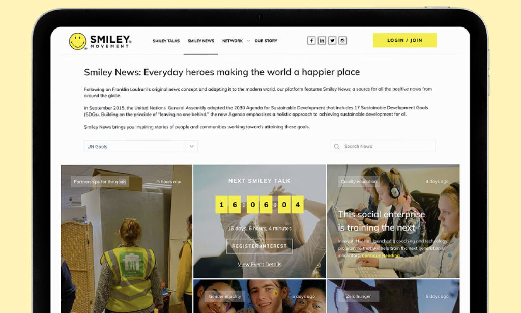 The front page of the Smiley Movement website