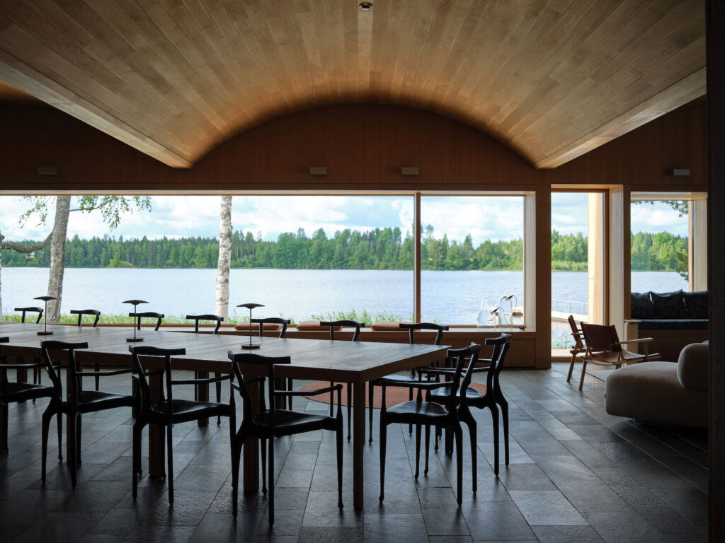 The views over the lake from the indoor communal seating area