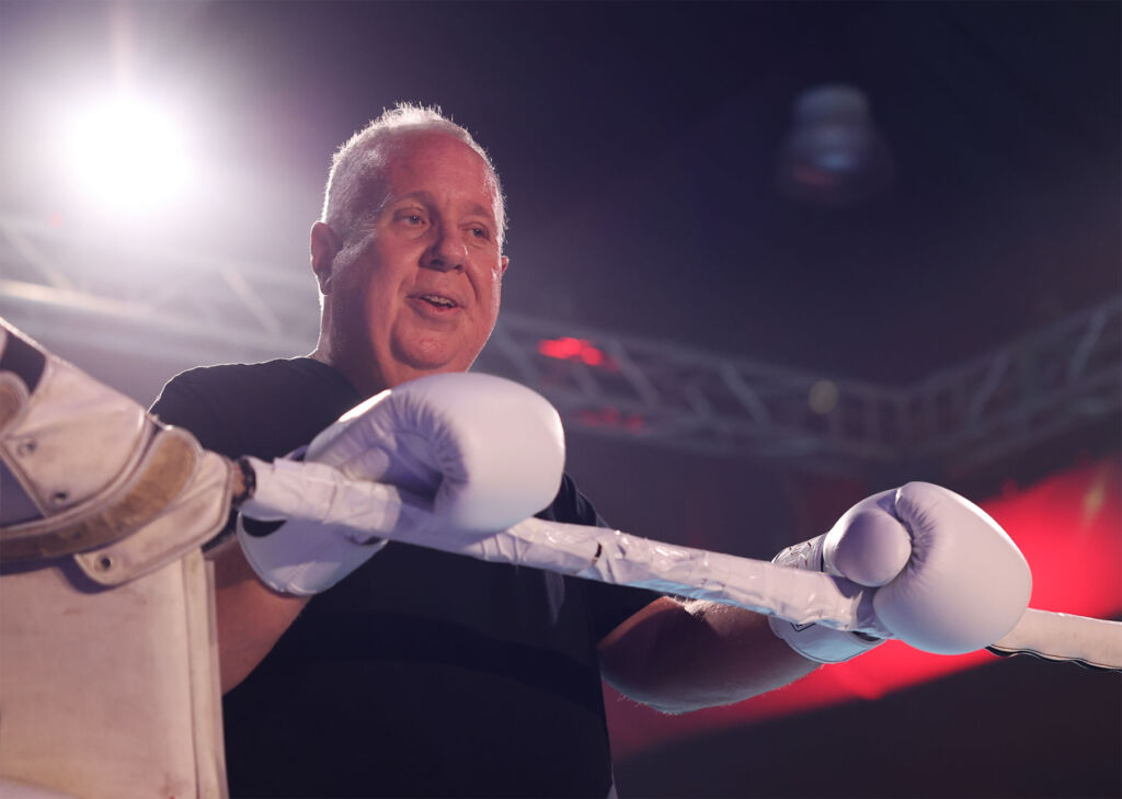 Bill Barnett, the Managing Director of C9 Hotelworks in the ring with his gloves on