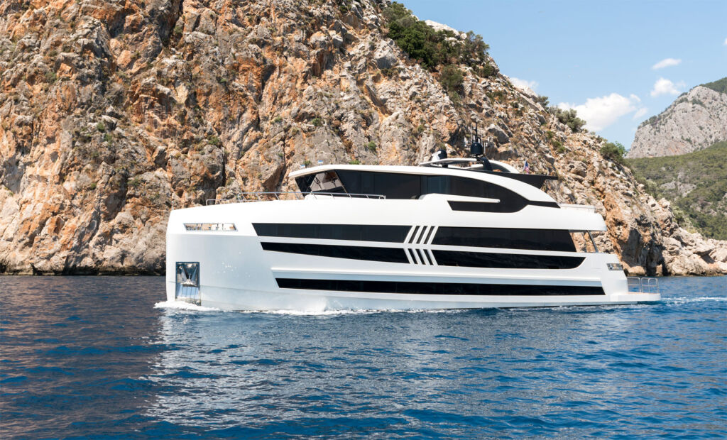 A side view of the motor yacht