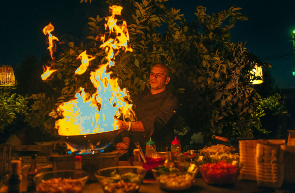 A chef cooking traditional Moroccan foods