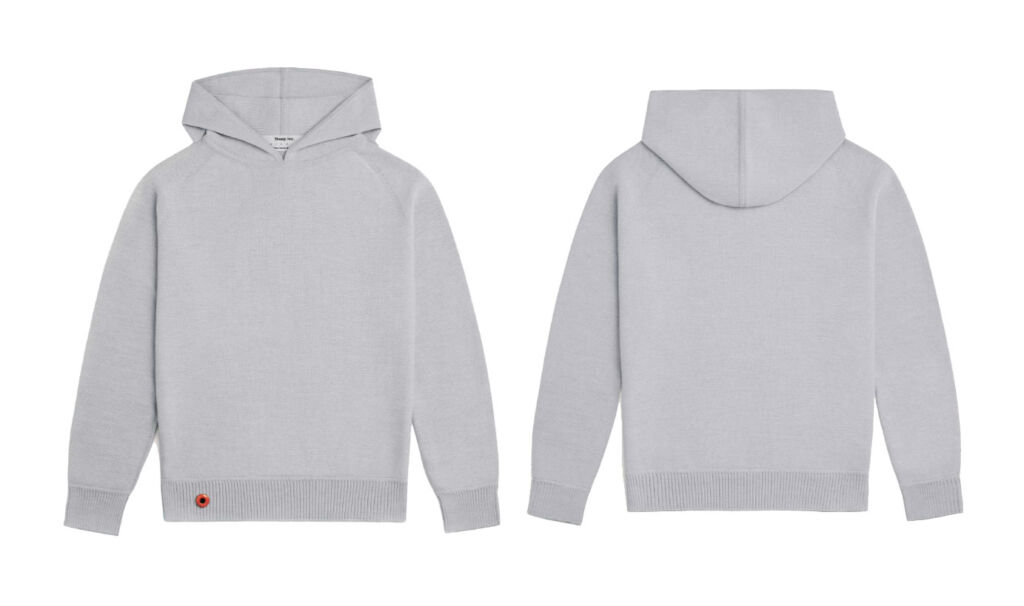 The front and the back of the grey hoodie