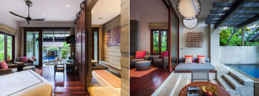 Two images showing the high-quality accommodation at the resort