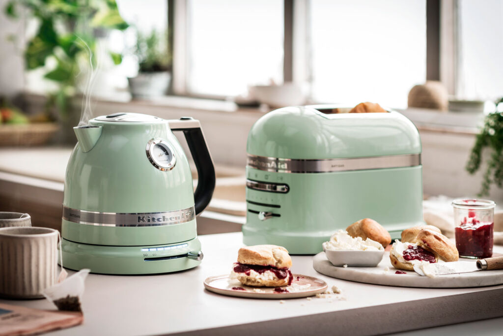 The Artisan kettle and toaster, both shown in Pistachio, one of the two new colours for 2022