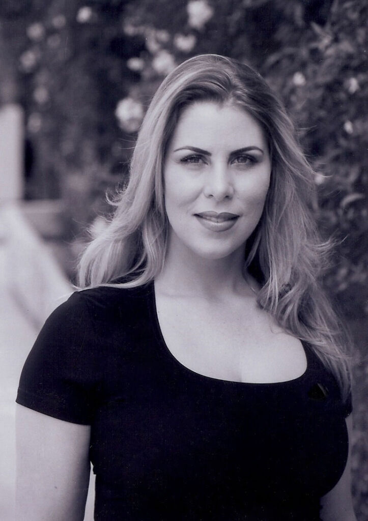 A black and white photograph of Rena Davenport