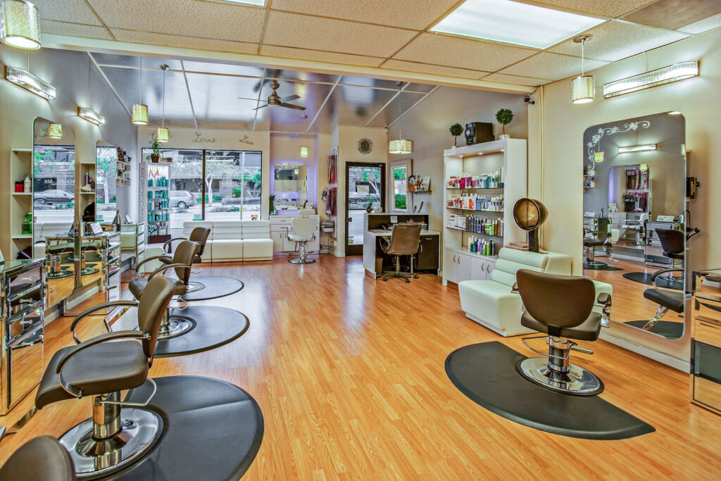 The inside of a professional beauty salon