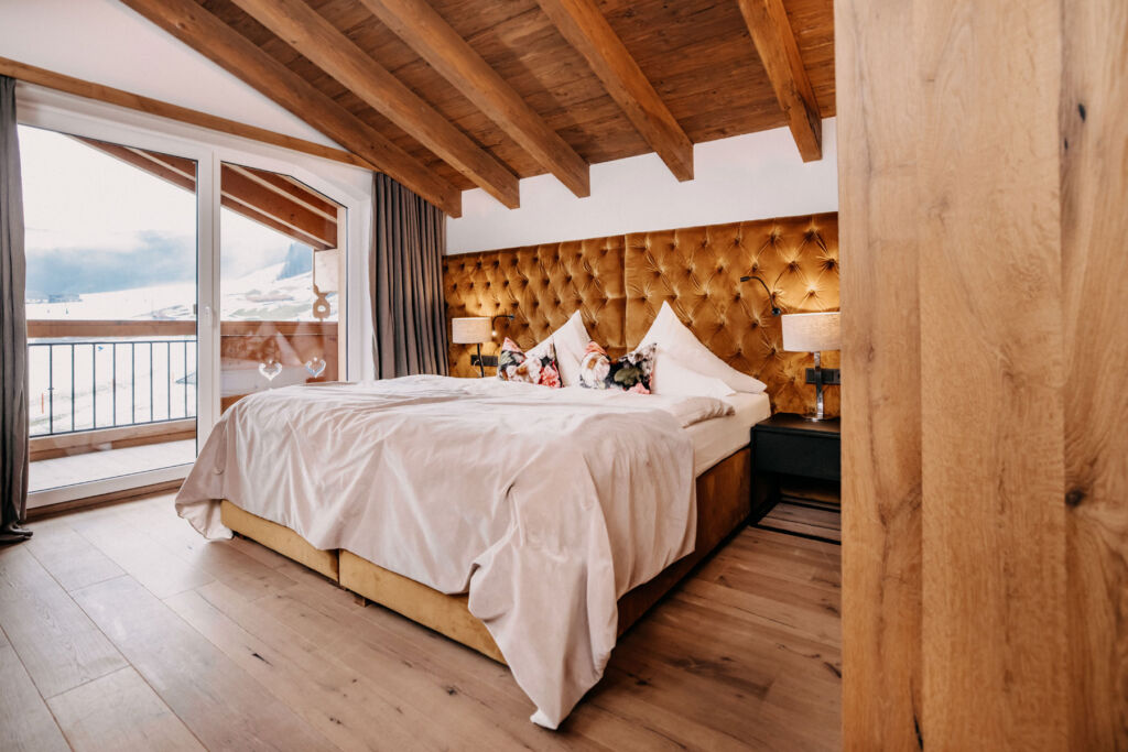 Inside one of the bedroom suites, the theme in this room is wood!
